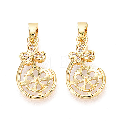 Brass Micro Pave Clear Cubic Zirconia European Dangle Charms Bails KK-N276-17G-1