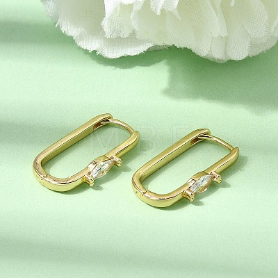Brass Clear Cubic Zirconia Huggie Hoop Earrings EJEW-G473-03G-1