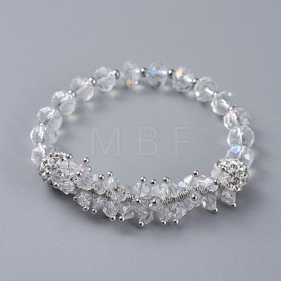 Faceted Glass Stretch Bracelets BJEW-JB04509-1