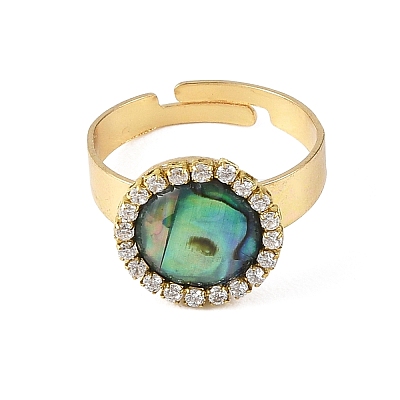 Paua Shell Finger Rings for Women RJEW-JR01101-01-1