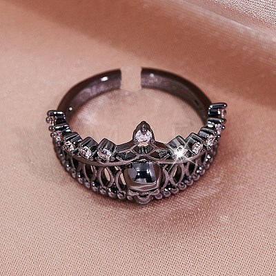 Crown Skull Zinc Alloy Open Cuff Rings for Women PW-WGB7021-01-1