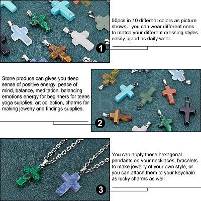 Cross Gemstone Pendants Sets G-PH0027-01-1