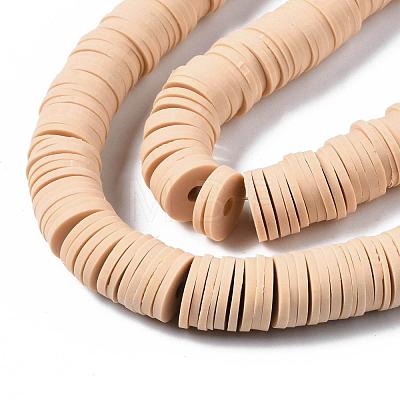 Flat Round Handmade Polymer Clay Beads CLAY-R067-12mm-53-1