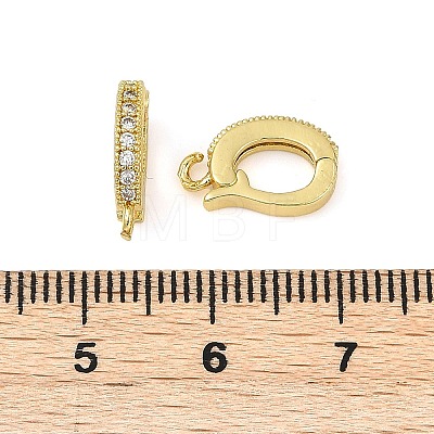 Oval Brass Micro Pave Clear Cubic Zirconia Fold Over Clasps KK-H202-12G-1