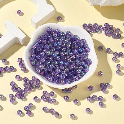 Medium Orchid AB Color Transparent Acrylic Round Beads X-PL732-10-1