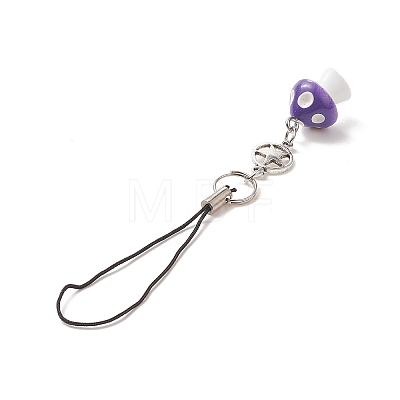 Mushroom Opaque Resin Mobile Strap HJEW-JM00970-1