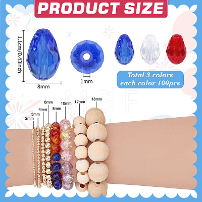 300Pcs 3 Colors Glass Beads GLAA-PH0004-58-1