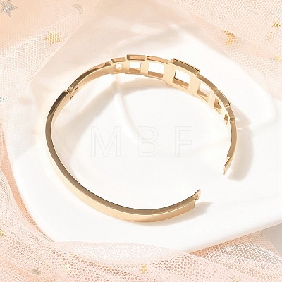 Ion Plating(IP) 304 Stainless Steel Hinged Bangles for Women BJEW-A011-17RG-1