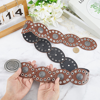 Vintage Alloy & PU Leather Oval Coin Waist Belts AJEW-WH20128-038B-1-1