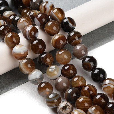 Natural Striped Agate/Banded Agate Beads Strands G-Z060-A01-C10-1