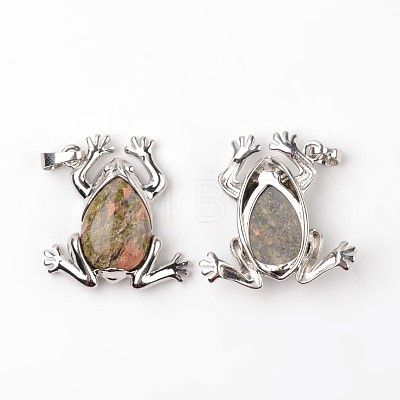 Frog Natural & Synthetic Mixed Stone Pendants G-L455-B-1