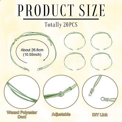 20Pcs Waxed Polyester Cord Bracelet Making AJEW-TAC00099-1
