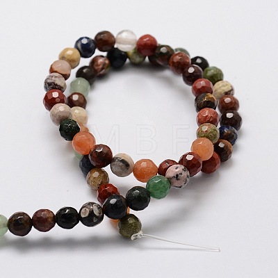 Faceted Round Natural Assorted Gemstone Bead Strands G-L437-44-6mm-1