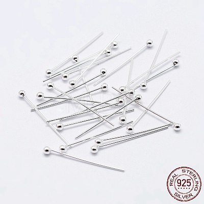 925 Sterling Silver Head Pins STER-F036-20S-1.5x20-1