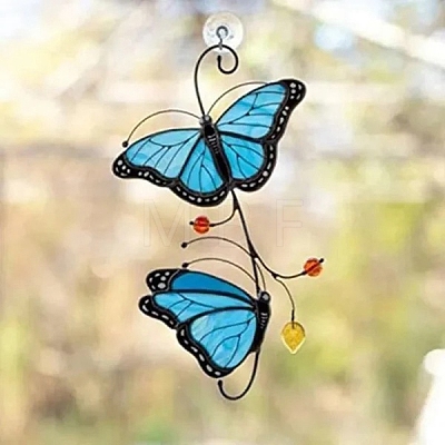 2 Butterfly Glass Suncatcher PW-WGB3DB4-03-1