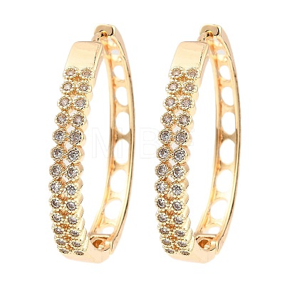 Brass Cubic Zirconia Hoop Earrings EJEW-D078-22KCG-1