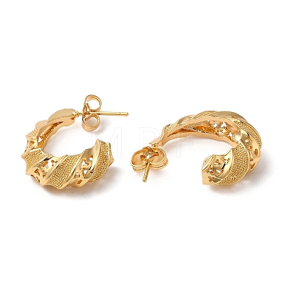 Rack Plating Brass Hollow Croissant Stud Earrings EJEW-R151-07G-1
