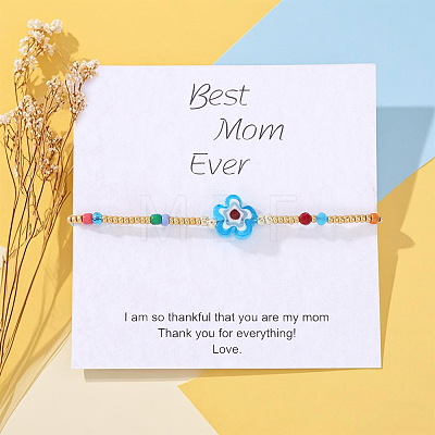 Flower Glass Seed Bead & Glass Beads Braided Bead Bracelets NS0067-5-1