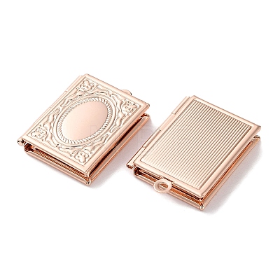 Rack Plating Brass Locket Pendants KK-F090-04RG-1