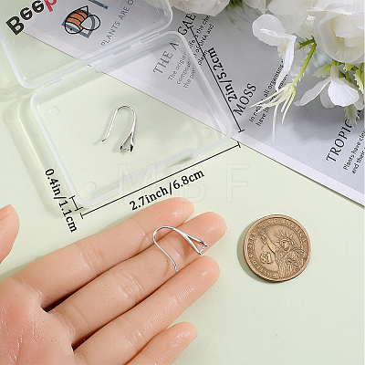 Anti-Tarnish Beebeecraft 2 Pairs Rhodium Plated 925 Sterling Silver Earring Hooks STER-BBC0006-70-1