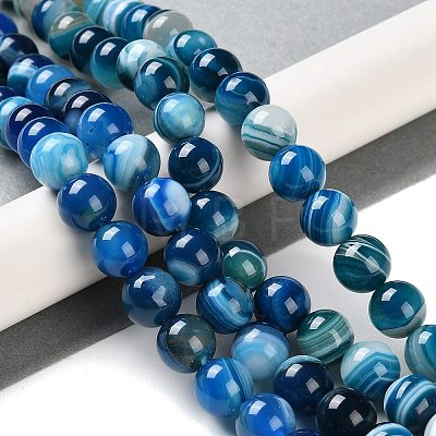 Natural Striped Agate/Banded Agate Beads Strands G-Z060-A01-C11-1