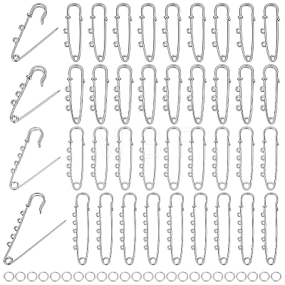 40Pcs Alloy Brooch Findings FIND-PH0060-23-1