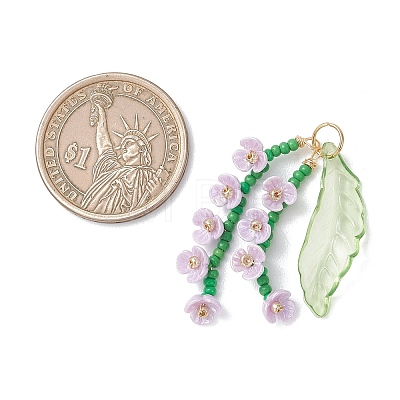 Glass Seed Beaded Pendants PALLOY-MZ01249-03-1
