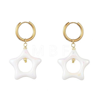 Acrylic & 202 Stainless Steel Stud Earrings EJEW-JE07448-1
