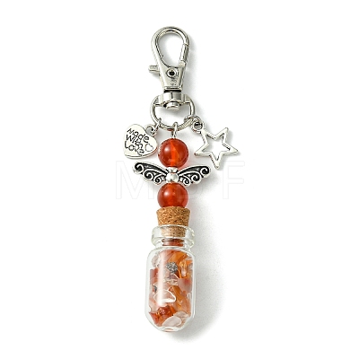 Glass Wishing Bottle with Synthetic & Natural Bead Chip inside Pendant Decorations HJEW-JM01741-1
