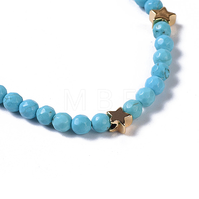 Synthetic Turquoise Braided Beaded Bracelets BJEW-JB04215-05-1
