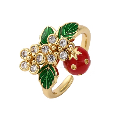 Brass Micro Pave Cubic Zirconia Open Cuff Rings for Women RJEW-U057-16G-1