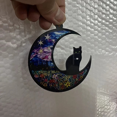 Moon with Cat Window Suncatchers PW-WG7D0D8-07-1