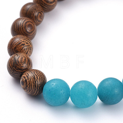 Natural White Jade(Dyed) Beads Stretch Charm Bracelets BJEW-JB05275-04-1