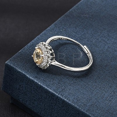 Brass Micro Pave Cubic Zirconia Finger Rings CU-CBA260E-10P-1