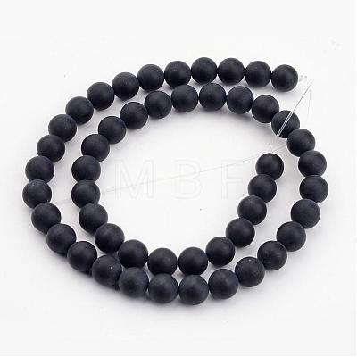 Natural Black Agate Bead Strands G-H056-10mm-1