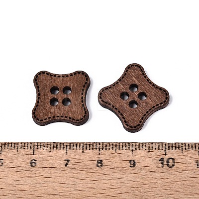 4-Hole Square Wood Buttons BUTT-Q046-09B-1