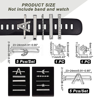  10Pcs Moon & Letter Alloy Watch Band Charms FIND-NB0003-20-1