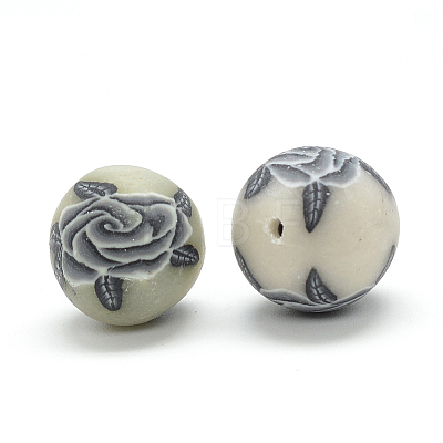 Handmade Flower Pattern Polymer Clay Beads X-CLAY-Q173-06-1