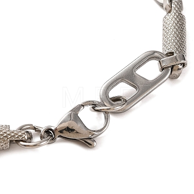 Tarnish Resistant 304 Stainless Steel Column & Oval Link Chain Bracelets BJEW-B078-85P-1