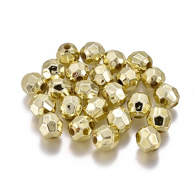 Plating Plastic Acrylic Faceted Round Beads PACR-L002-8mm-G-1