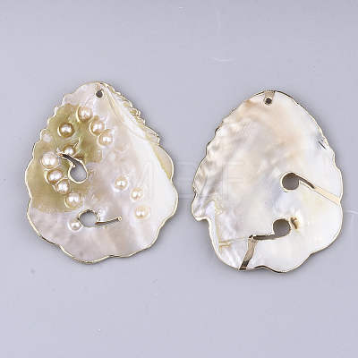 Electroplate Keshi Shell Pearl Big Pendants SHEL-T012-18-1
