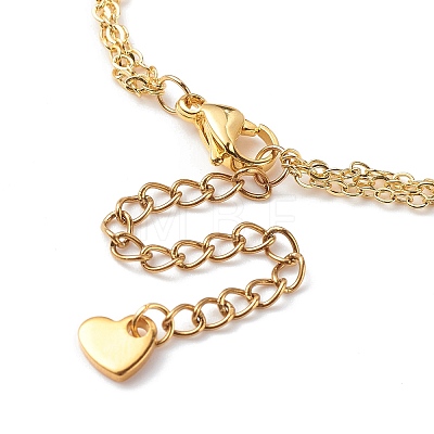 Brass Heart & Moon Link Multi-strand Bracelet BJEW-JB08841-1