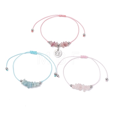 3Pcs Constellations Adjustable Nylon Cord Braided Bead Bracelets for Women Men BJEW-JB11325-04-1