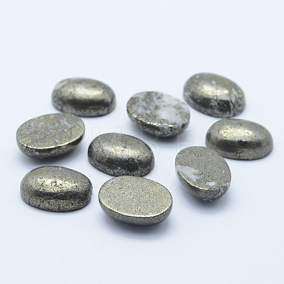 Oval Natural Pyrite Cabochons G-I125-10-18x13mm-1