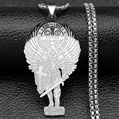 304 Stainless Steel Pendant Necklaces NJEW-B153-02B-P-1