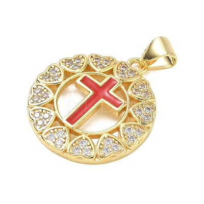 Religion Cross Brass Micro Pave Clear Cubic Zirconia Pendants CU-CBA83A6-03C-G-1