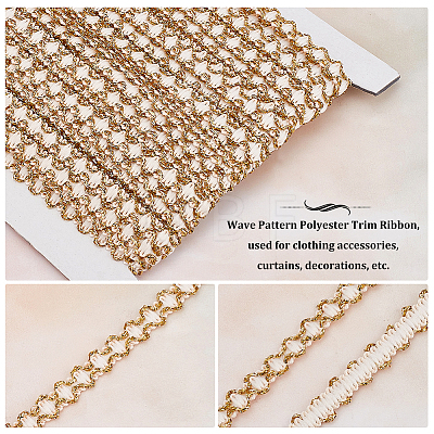 Wave Pattern Polyester Lace Ribbon OCOR-WH0047-72-1