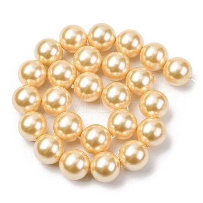 Electroplated Shell Pearl Beads Strands BSHE-G041-16mm-01-1