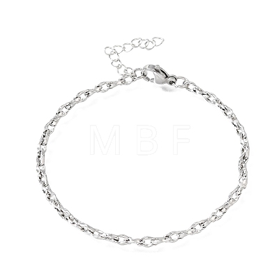 3MM 304 Stainless Steel Twisted Oval Link Chain Bracelets for Man and Women SA-CBAB767-17A-P-1