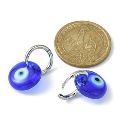 Blue Lampwork Evil Eye Dangle Hoop Earrings EJEW-JE05276-01-1